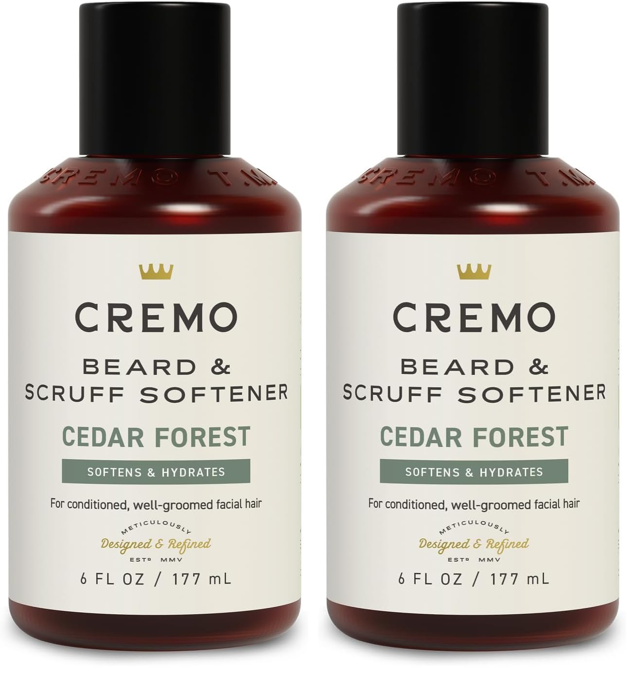 Cremo Cedar Forest Beard & Scruff Softener,Softens and Conditions Coarse Facial Hair of all Lengths in Just 30 Seconds,6 Fluid Ounce,(Pack of 2)