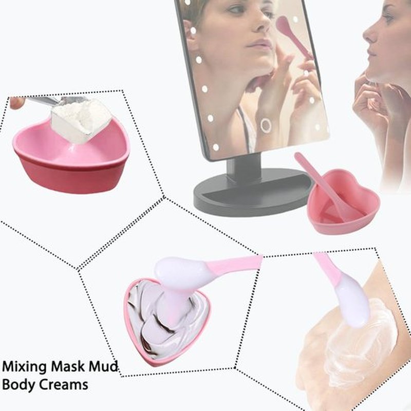 15 Sets Plastic Heart Shaped Facial Mask Mixing Bowl, Pink Facemask Bowl DIY Skin Care Mixing Tool Kit with Spatulas for Mud Masks, Home Salon, and Beauty Salon Use, Face Mask Applicator Tool(15 Pcs)