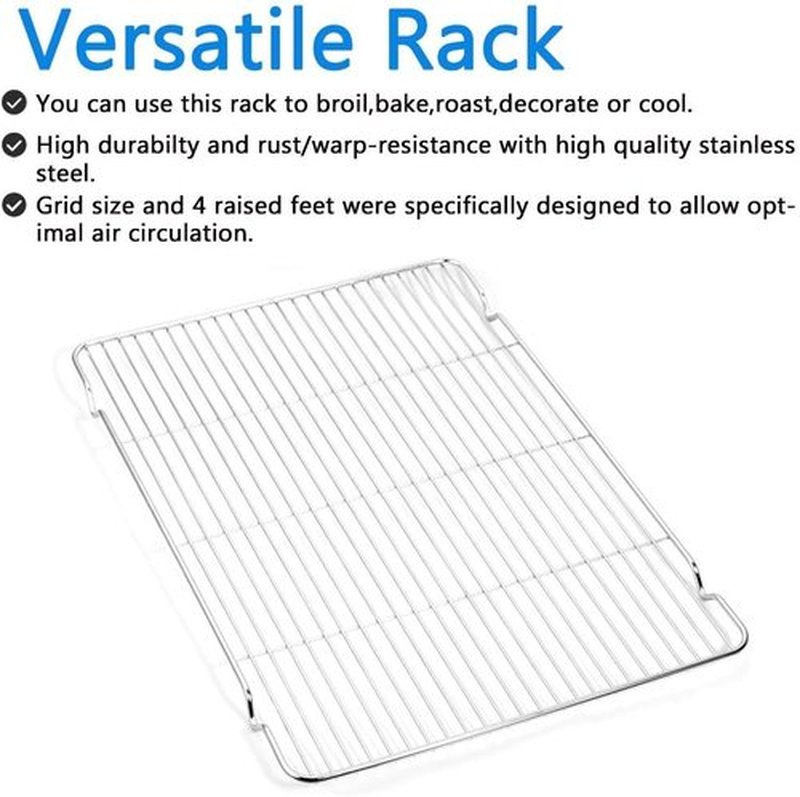 Skiennix Cookie Sheet and Cooling Rack Set - 16-Inch Stainless Steel Bakeware, Non-Toxic & Easy Clean