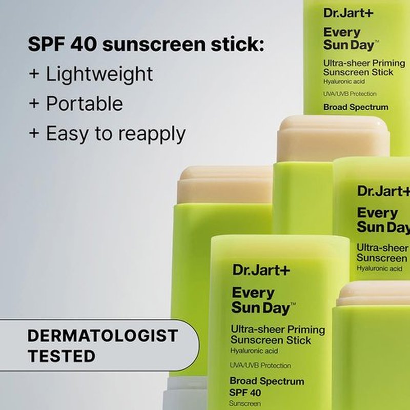 Dr.Jart+ Invisible Priming Sunscreen Stick SPF 40 - Hyaluronic Acid Formula | Travel Size 0.67 oz