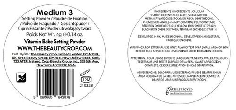 The Beauty Crop Vitamin Babe Setting Powder - Talc-Free Loose Powder for Flawless Finish - Medium Shade - 0.35 oz