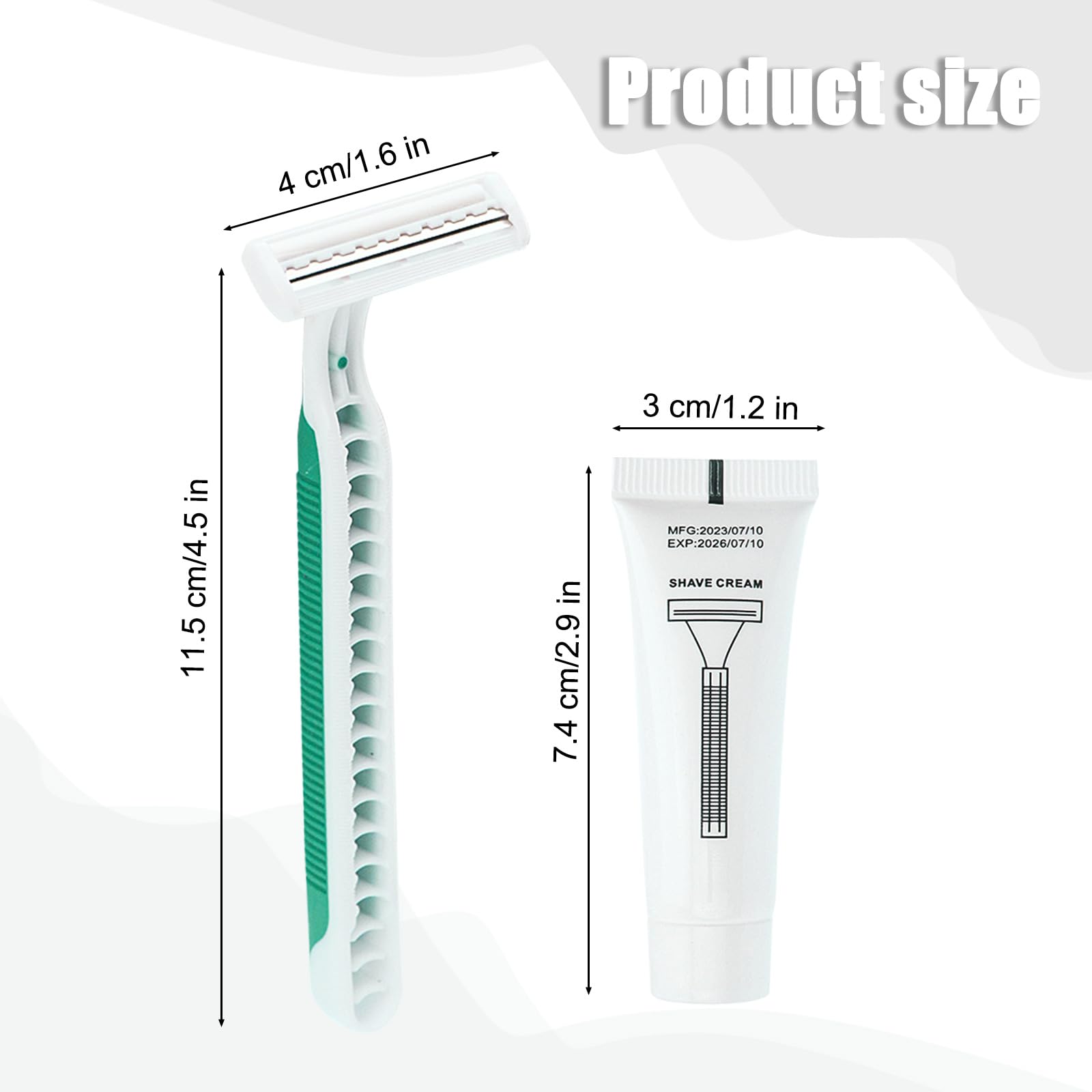 Disposable Razors in Bulk Pack of 30,Green Disposable Shaving Razors Individual Wrapped Twin Blade Bulk Disposable Razors with Clear Cap and 10g Shaving Cream for Homeless,Hotel,Travel,Charity,Shelter