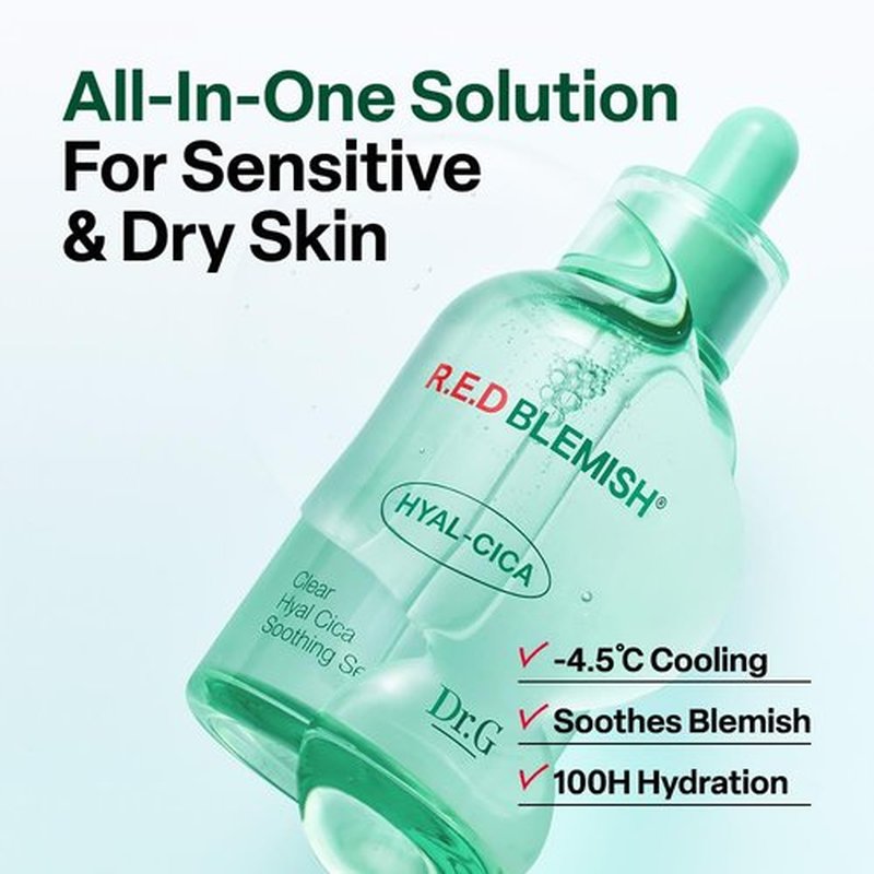 Dr. G R.E.D. Blemish Clear Hyal-Cica Soothing Serum - Hydrating Formula for All Skin Types - 1.69 fl oz
