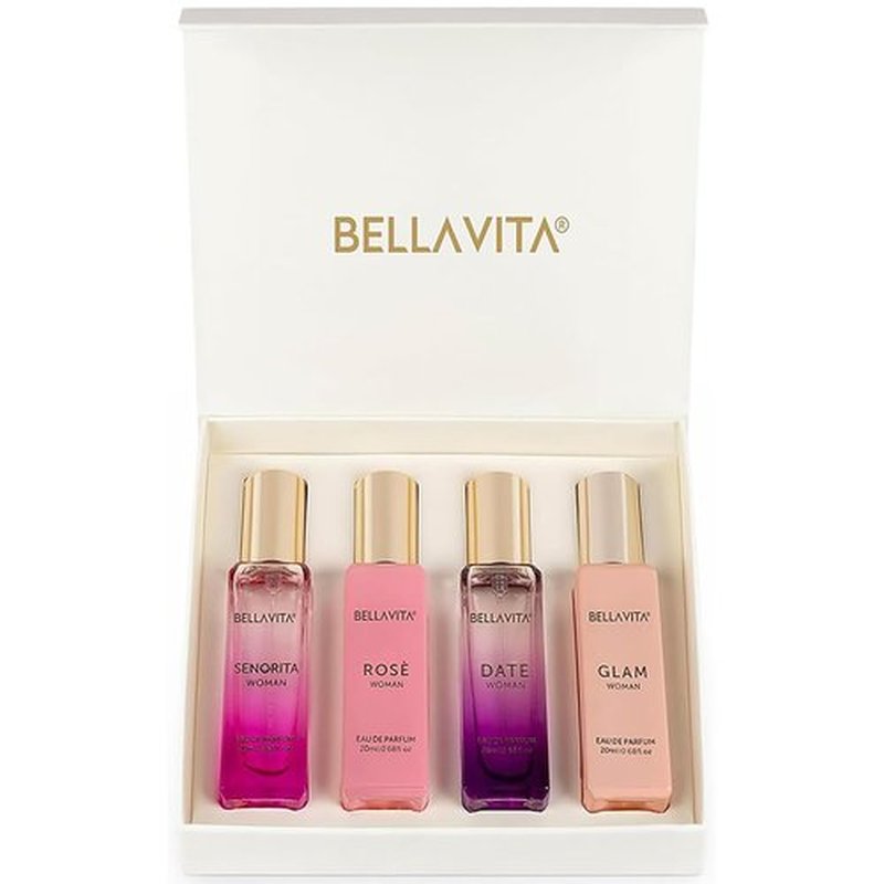 Bellavita Luxury Women's Perfume Gift Set - Rose, Senorita, Date & Glam | 80ml | Long-Lasting Floral Fragrance