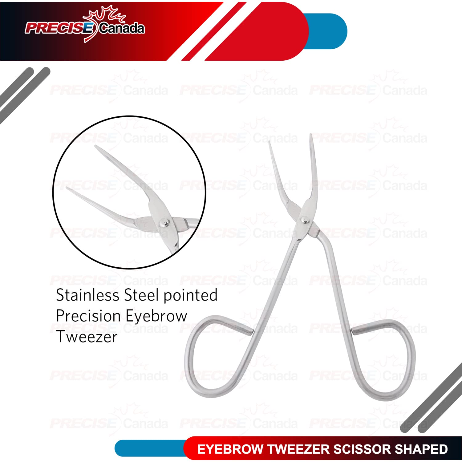 Precise Canada: Eyebrow Tweezer Stainless Steel Scissors Shaped Slant Tip Tweezer Clip