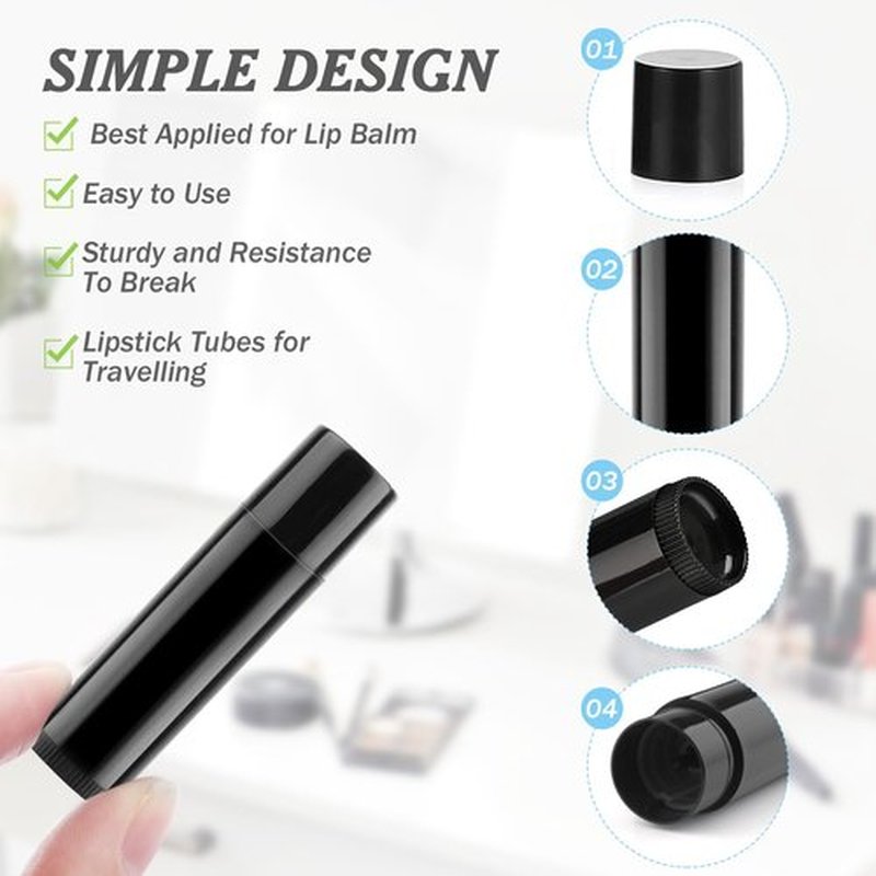 150 Pcs 5.5g Twist-up Lip Balm Tubes,Empty Plastic Chapstick Containers Rotatable Deodorant Sample Containers for DIY Lipsticks,Lip Gloss,Homemade Solid Perfume,Suitable for Filling Tray,Black