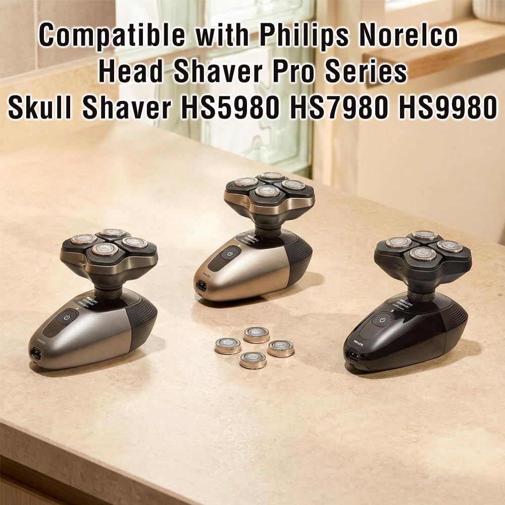 HS740/40 Head Shaver Replacement Blades Compatible with Philips Norelco Head Shaver Pro 5000 7000 9000 Series Skull Shaver Replacement Heads 4-Pack
