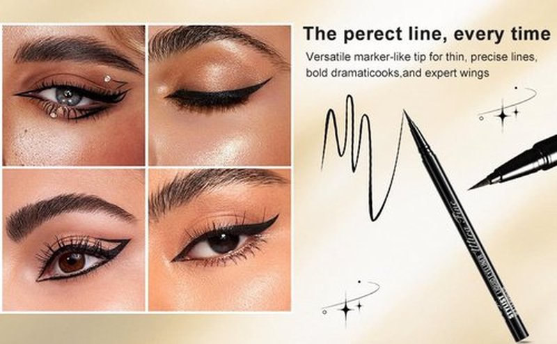 Stylish Ultra-precise Waterproof Liquid Eyeliner - Long Lasting & Smudgeproof Eye Liner with Ultra Fine Felt Tip, Ophthalmologist-Tested, Gentle for Sensitive Eyes, Vegan- Black(Pack of 3)