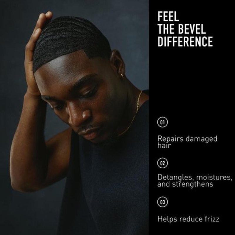 Bevel Leave In Conditioner for Men - Curly Hair Moisturizer with Hemp Seed Oil & Biotin, 7 Oz
