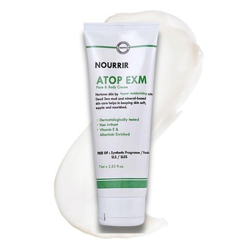 NOURRIR Atop Exm Face & Body Hydrating Moisturizer for Dry to Very Dry, Sensitive Skin| Moisturizer for Deep Nourishment & Hydration| Non-Greasy, Fragrance-Free| Paraben Free | 75 ml
