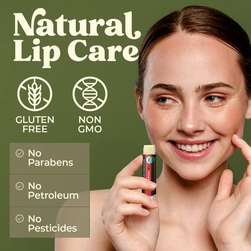 Earth's Daughter USDA Organic Lip Balm - 12-Pack with Fruit Flavors & Beeswax | Moisturizing Repair for Dry Lips