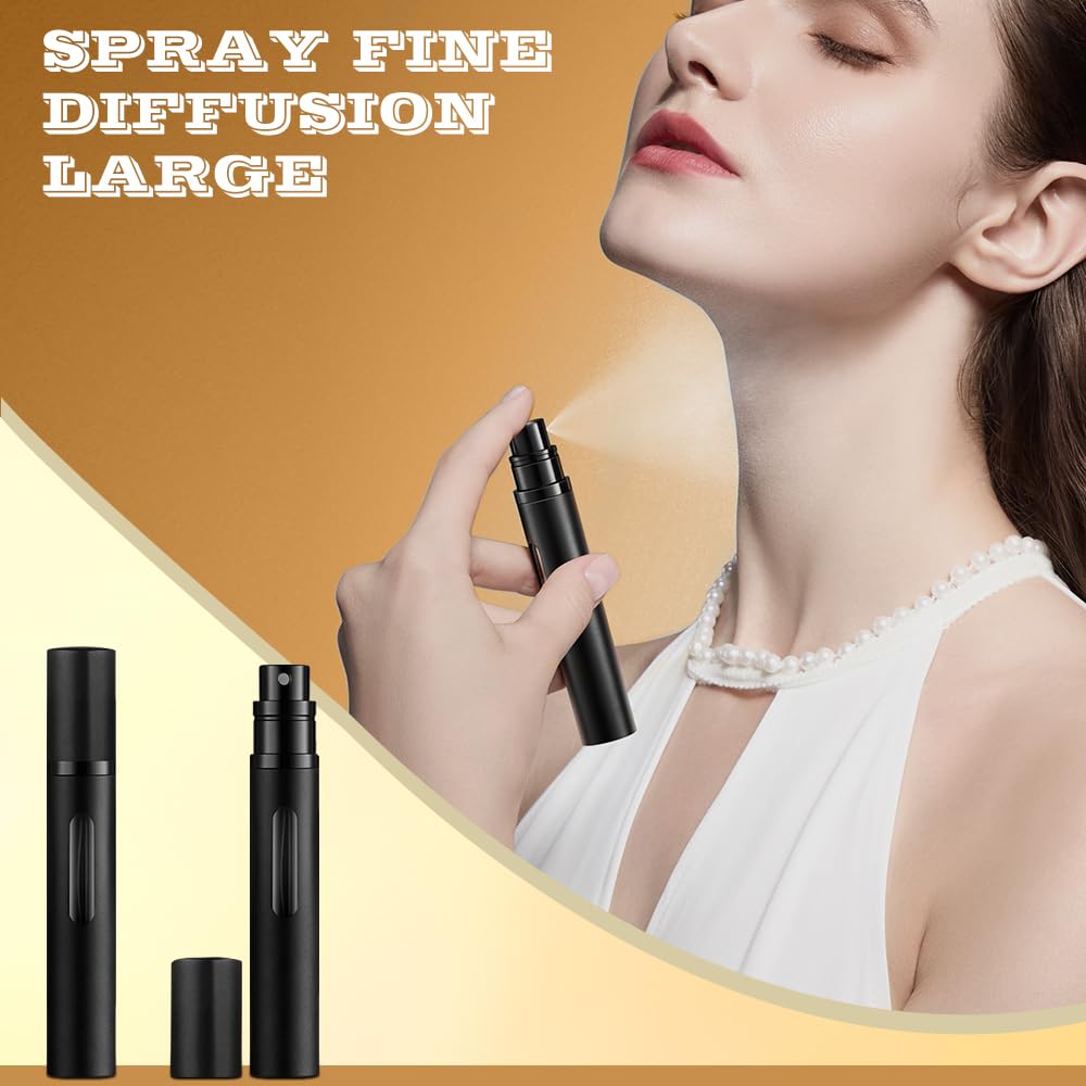 DIOHIO 10ml Perfume Atomizer Travel Refillable, 3PCS Perfume Travel Refillable Bottle,Bottom-Filling Fragrances Perfumes Bottle,Mini Cologne Dispenser,Portable Sprayer（Black-Grey-Silver）