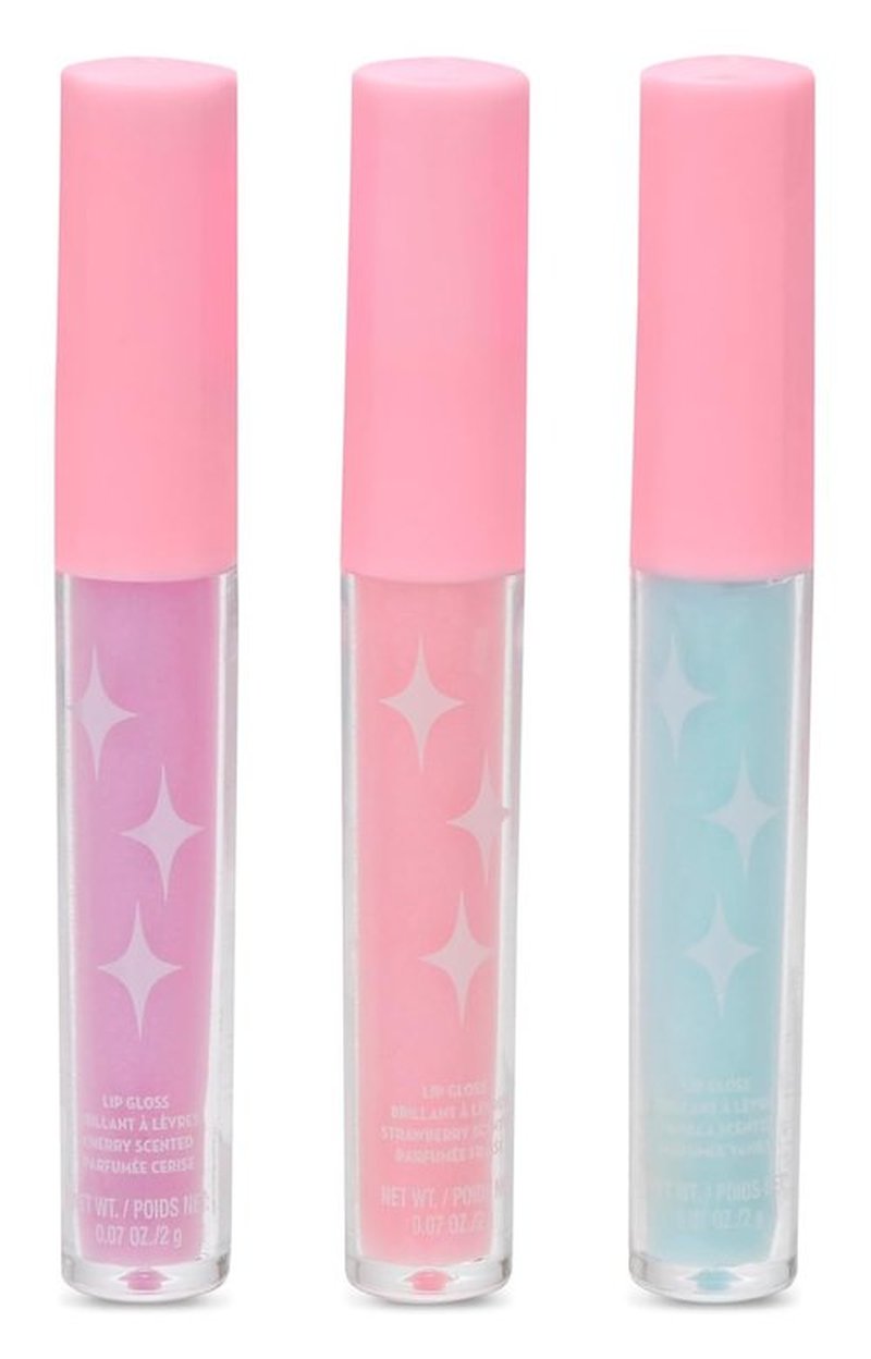 iScream Sparkle & Shine Lip Gloss Set - 3-Piece Pastel Collection with Cherry, Vanilla & Strawberry Scents