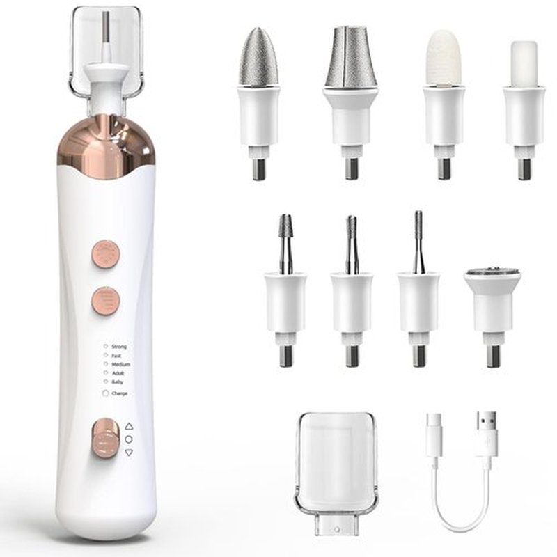 Cordless Electric Nail File Set, Portable Electric Nail Drill Machine,Professional Manicure Pedicure Kit, 5 Speeds Hand Foot Care Tool for Calluses, Thick Nails, Grind, Trim, Polish