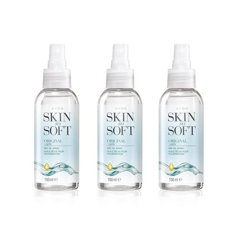 AVON SKIN SO SOFT Original Jojoba Oil Spray – Lightweight DRY Oil with Natural Moisturizing JOJOBA for Silky Smooth, Hydrated Skin 5.Fl Oz (3 PACK)