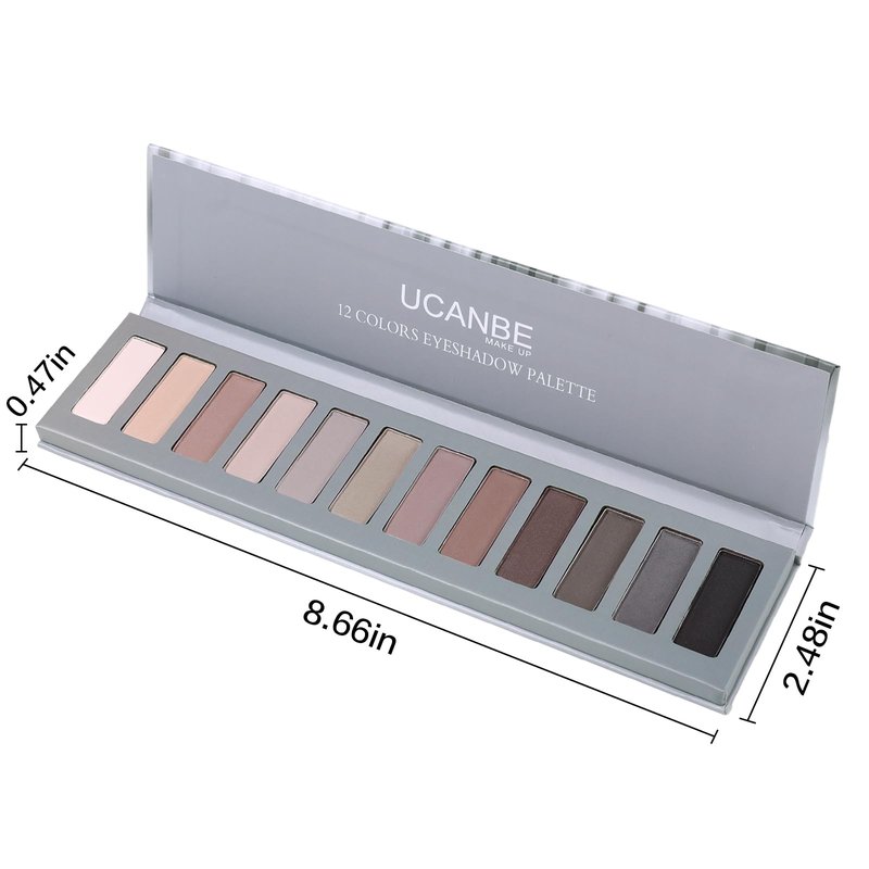 UCANBE 2 PCS Eyeshadow Makeup Palette Kit, 12 Color Nude Eye Shadow Set, Neutral Matte Shimmer Make Up Pallet With Double-Ended Brush, Highly Pigmented Long Lasting Waterproof