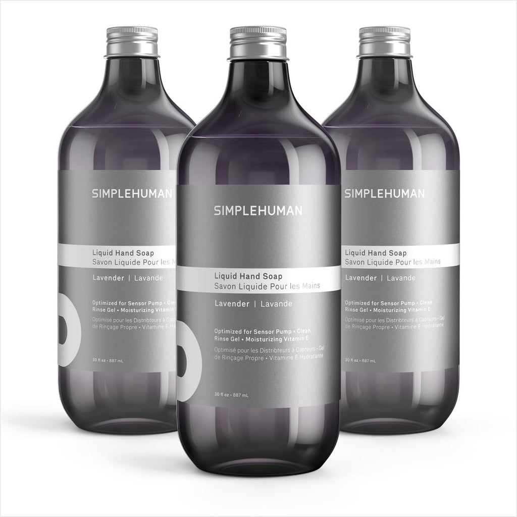 simplehuman Lavender Liquid Hand Soap Refill Bottle 3-Pack, 30 fl. oz. Each, Gentle & Refreshing Rosewood Herb Aroma, Moisturizing Vitamin E, Sulfate & Paraben Free, for simplehuman Sensor Pump