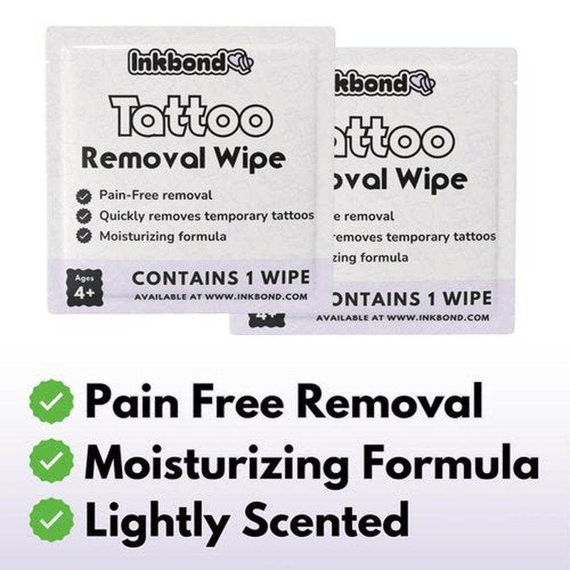 Inkbond Temporary Tattoo Removal Wipes – Fast, Gentle, Skin-Safe – Removes Any Temporary Tattoo in Seconds
