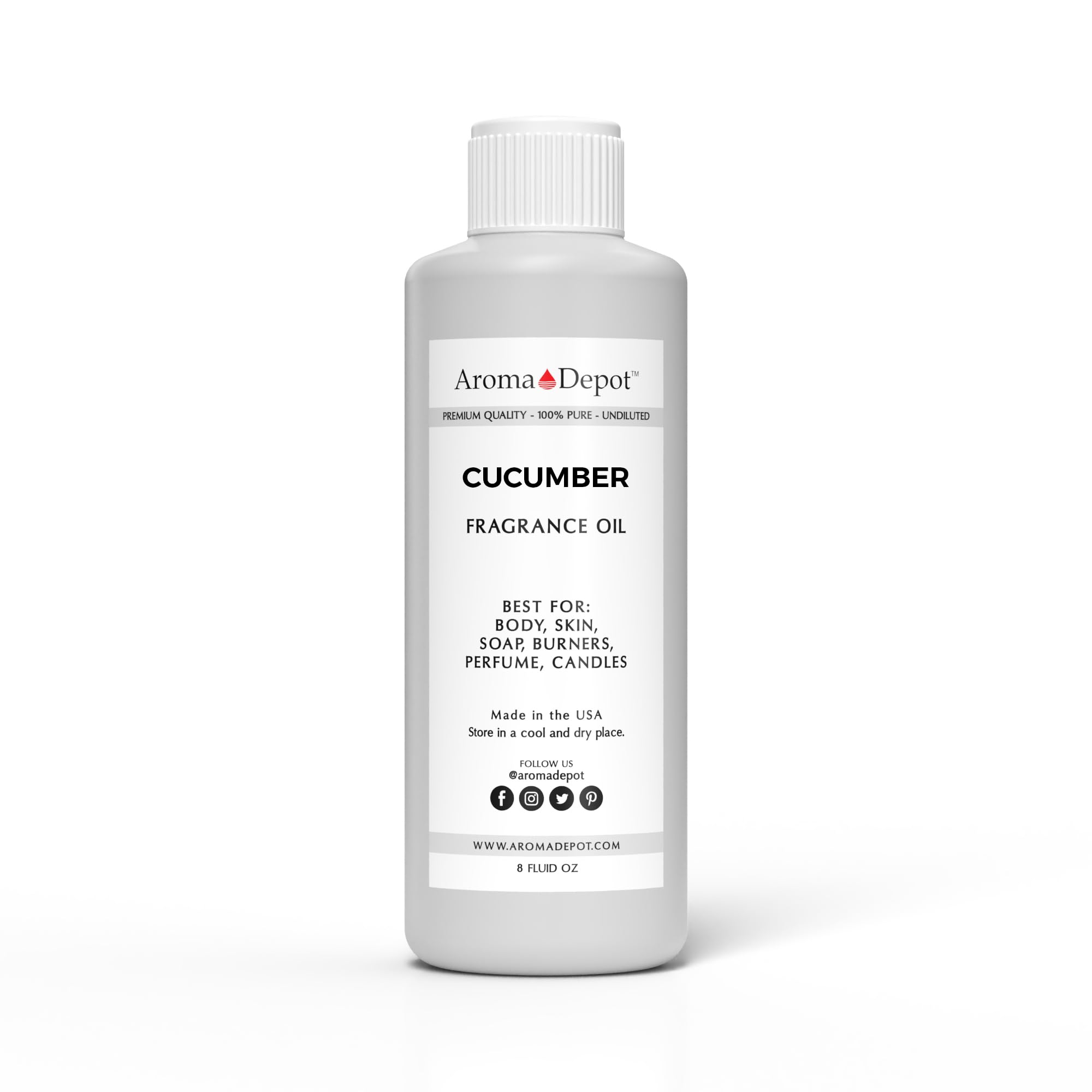 Aroma Depot 8oz / 8 Ounces Cucumber Perfume Oil for Making, Body Oil, Soap, Candle Making & Incense. Our Version is a Premium Quality Undiluted & Alcohol Free