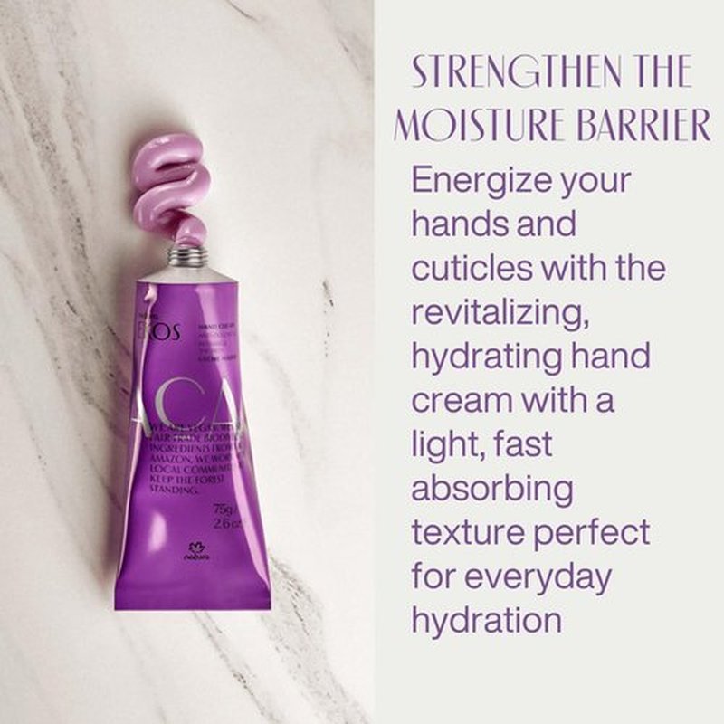 Natura Ekos Açaí Hand Cream - Anti-Dullness Moisturizer - Fast Absorption - 2.6oz (75g)