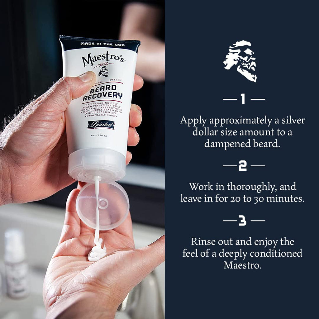 Maestro's Classic Beard Recovery Tube – Mark of a Man Blend | Beard Moisturizer for All Hair Types | Hydrating, Soothing & Softening Beard Conditioner for Men, 8 Ounce