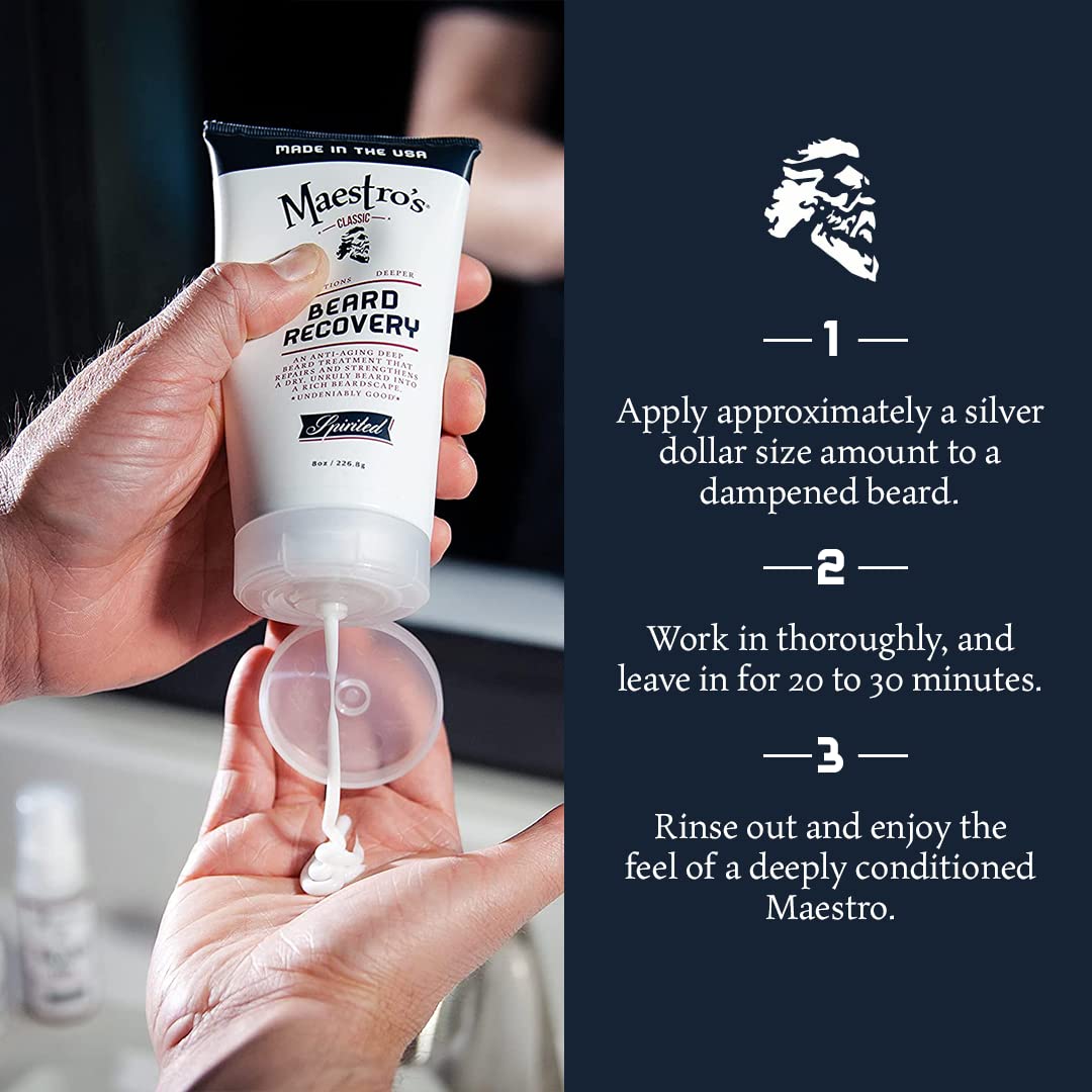Maestro's Classic Beard Recovery Tube – Mark of a Man Blend | Beard Moisturizer for All Hair Types | Hydrating, Soothing & Softening Beard Conditioner for Men, 8 Ounce