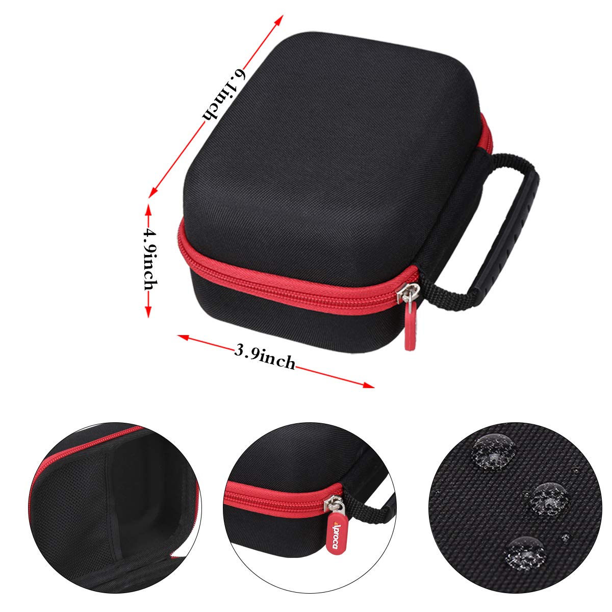 Aproca Case Compatible with Cricut EasyPress Mini Heat Press, Storage Portable Bag for Machine and Accessories -Black with Red Zipper (Case Only)