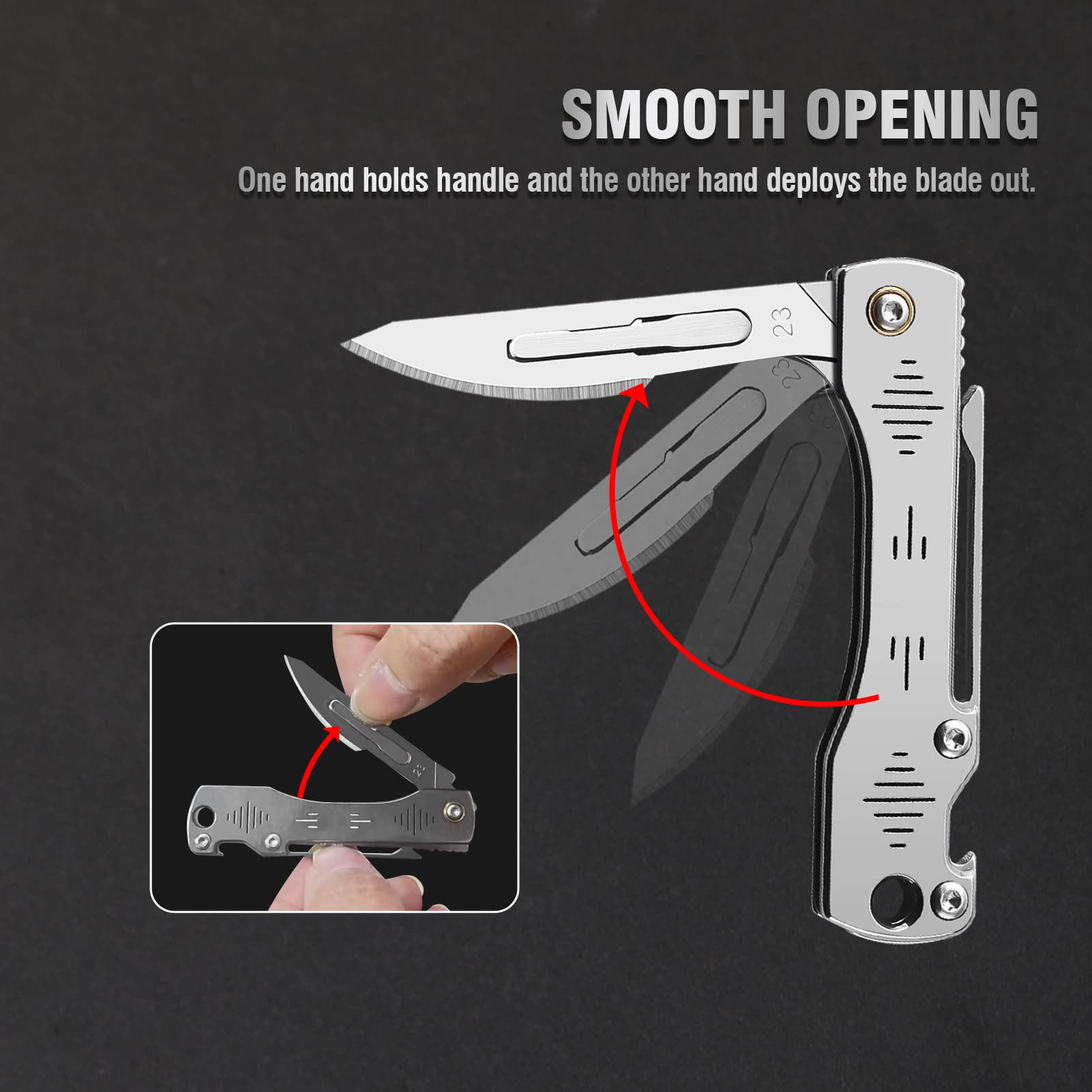 ITOKEY Folding Scalpel Knife, Scalpel Pocket Knife, Scalpels Surgical with 10pcs #23 Replaceable Razor Blades, Bottle Opener - Bread Lame Dough Scoring Tool, EDC Utility Knives, Small Keychain Knives for Men Outdoor Skinning