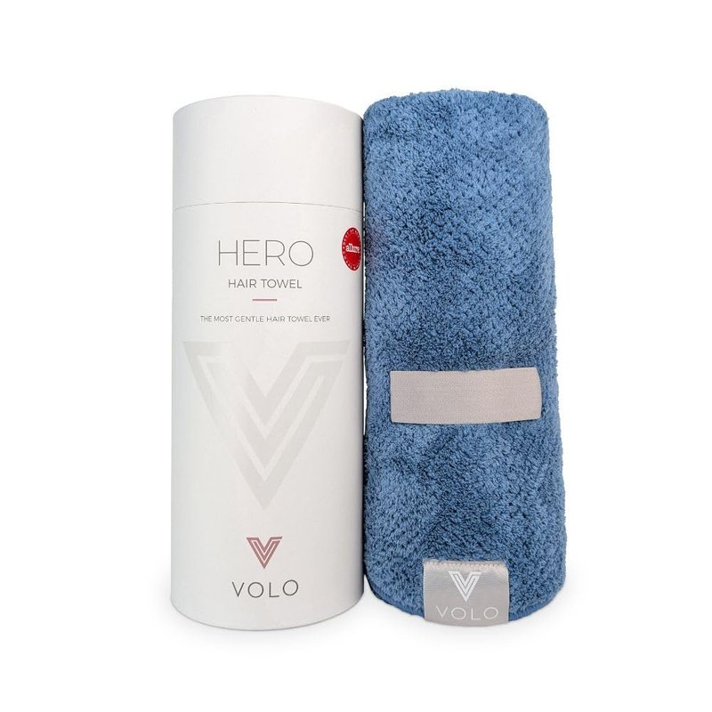 VOLO Hero Hair Towel – Ultra Soft Nanoweave™ Microfiber, Super Absorbent Quick Dry, Reduces Dry Time 50%, Anti-Frizz & Breakage, Secure Snug Strap, Large Wrap for All Hair Types - Cielo Blue