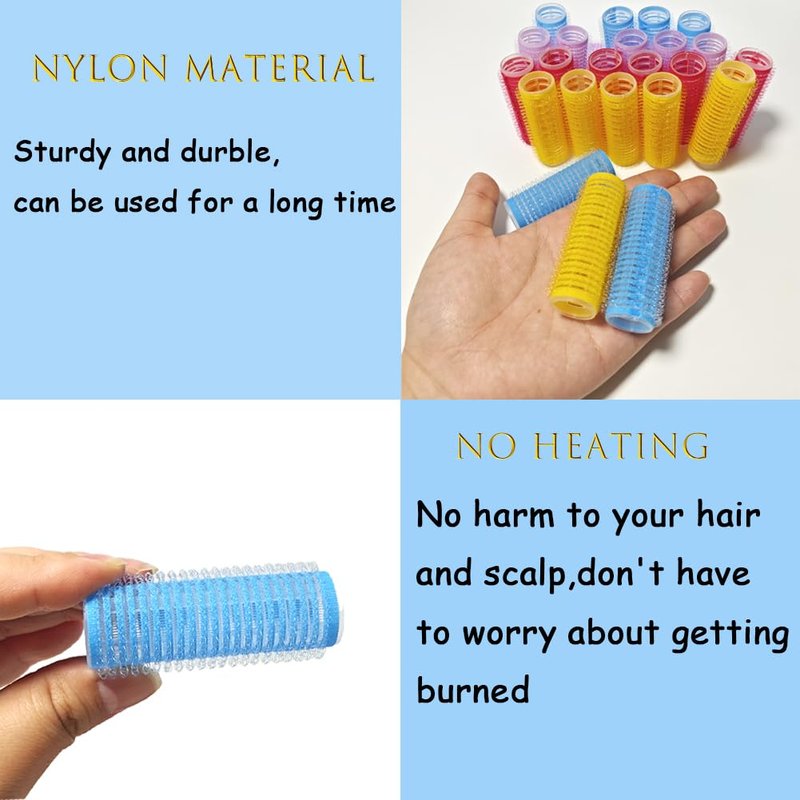 ZMD 18Pcs Self Grip Small Hair Rollers Curlers, Plastic Rollers Heatless Curlers Salon Dressing Curler DIY Curly Hair Hairstyle Roller for Women Girls Short Medium Hair (0.8 x 2.4 Inch)