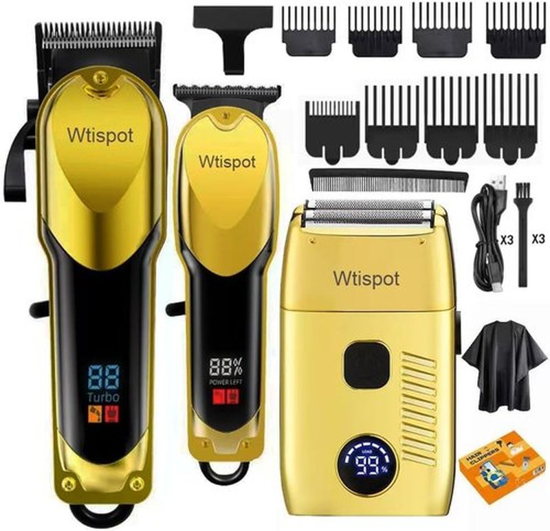 Hair Clippers Set for Men,Hair Clipper Trimmer with LED Display, Professional Cordless Hair Clipper Shaver Beard Trimmer, Hair Cutting Machine for Men, Holiday Gift for Father's Day Gift(with Apron)