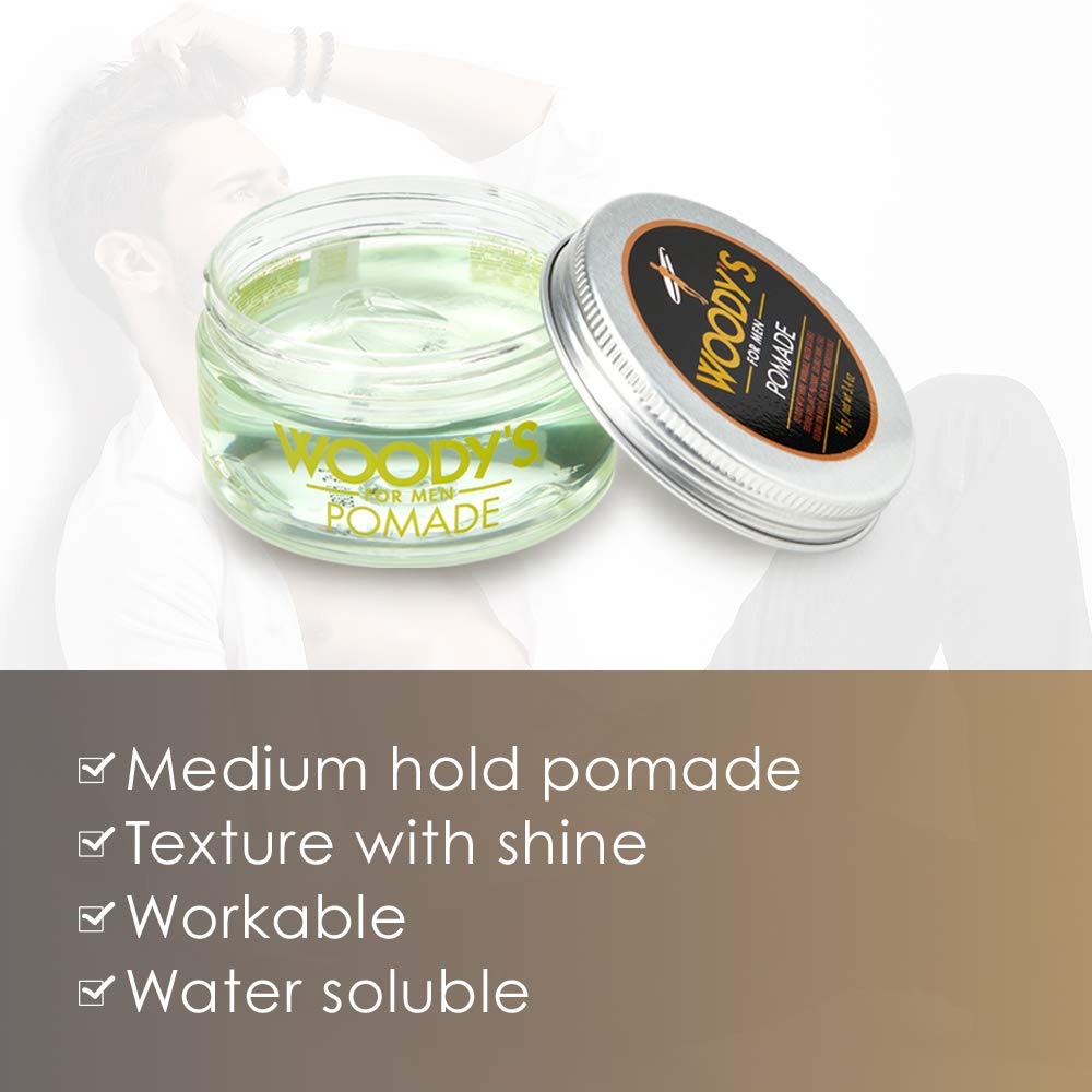 Woody's Pomade for Men - Strong Hold Water-Based Hair Styling Cream for Classic Looks | 3.4 oz, 2 Pack