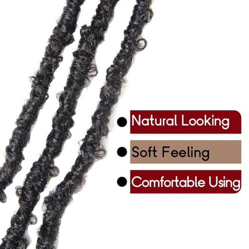 BOHOBABE 24 Inch Light Weight Butterfly Locs Crochet Hair 8 Packs Long Black Distressed Butterfly Faux Locs Toupees Hair, 1B