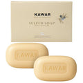 KAWAR Dead Sea Sulfur Soap with Olive Oil, Relief Skin Conditions Such as Acne, Psoriasis, Eczema & Blackheads, for Oily to Normal Skin, Vegan Soap Bar for Men & Women, 4.2 oz (Pack of 2)