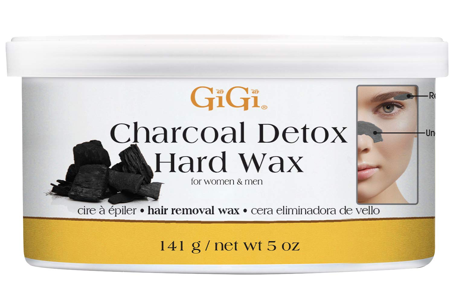 GiGi Charcoal Detox Hard Wax for Hair Removal, Face & Body, 5 oz