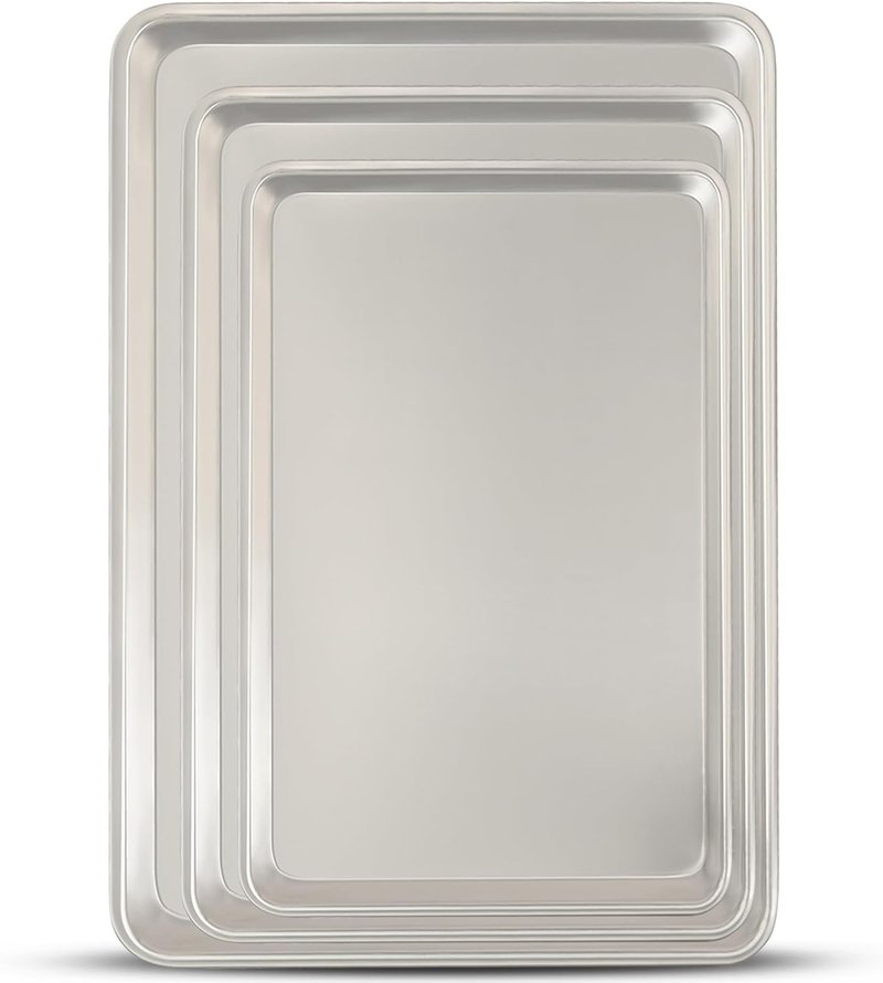 Umite Chef Baking Sheet Pan Set - Commercial Quality Aluminum Cookie Sheets | 3-Piece Half/Quarter/Jelly Roll Pans