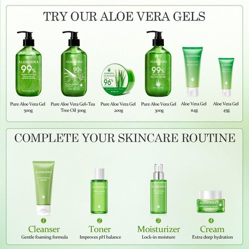 Aloderma Age-Defying 24K Gold Leaf Aloe Flower Essence Gel, Made within 12 Hours of Harvest - Luxurious Aloe Gel with Allantoin & Hyaluronic Acid for a Glowing, Shimmering, Youthful Complexion, 7oz