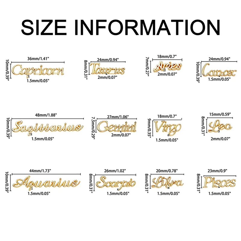 WOKOTO 48Pcs Zodiac Signs And Zodiac Letters Nail Charms For Nail Art 3D Zodiac Charms Gold And Silver Zodiac Nail Art Jewelrys For Jewelrys Making Nail Art Decorations For Acrylic Nails