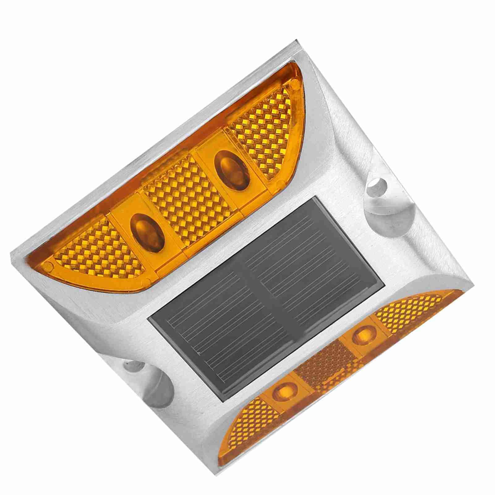 Dioche 2-Sided Reflector Road Pavement Marker, Road Emergency Aluminum Reflector with LED Flashing Security Accessories