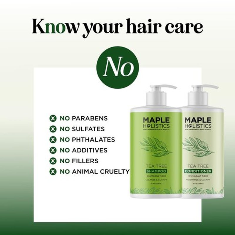 Tea Tree Shampoo and Conditioner Set - Sulfate Free Clarifying Shampoo and Conditioner for Oily Hair & Scalp Care with Australian Tea Tree Oil - Complete Dry Scalp Treatment for Build Up (25 Fl Oz)
