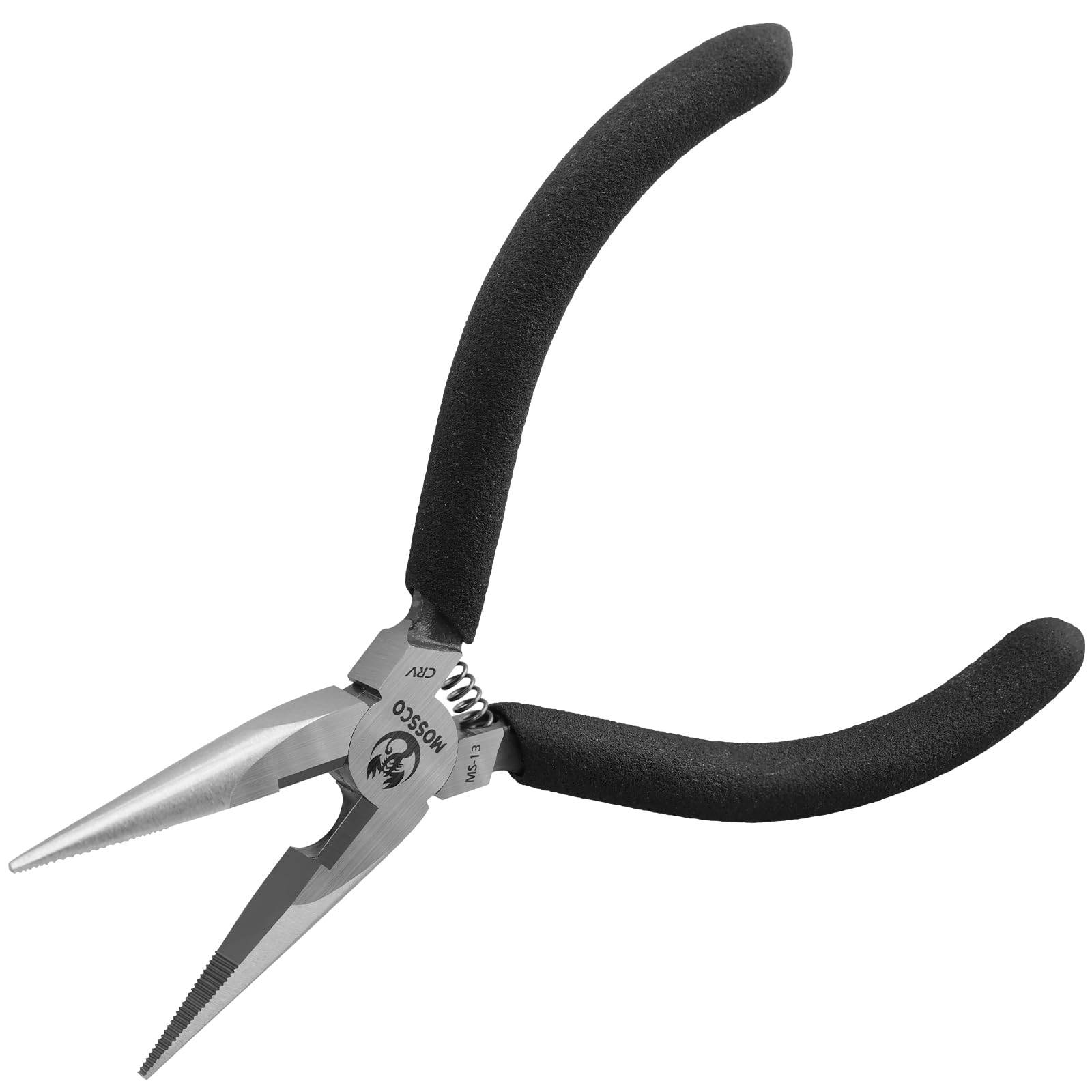 MOSSCO Needle Nose Pliers, 5" Mini Long Nose Pliers with Cutter, Serrated Jaw Precision Small Needle Nose Pliers for Jewelry Making, Bending Wire, Crafts, Electronic Repair