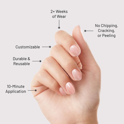 Lilac St - Press on Nails, Sheer Chemise (30 Nails, 15 Sizes) - Short, Round, Glossy, Opaque - Brush-On Nail Glue, Nail File, Cuticle Stick, Prep Pad - Reusable - Cruelty Free, Vegan, Women Founded