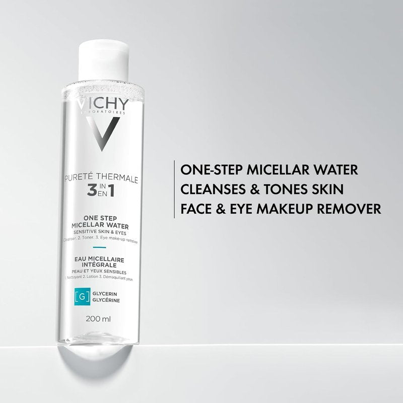 Vichy Pureté Thermale Micellar Water - Gentle Makeup Remover & Hydrating Toner with Vitamin B5 | 13.5 oz
