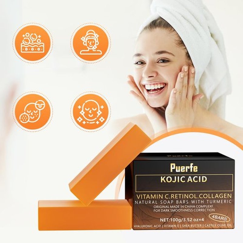 Premium Turmeric Kojic Acid Soap Bar – Hydrating & Nourishing Serum for Face & Body – Exfoliating Cleansing Bar with Vitamin C, Retinol & Collagen – Kojic Acid & Turmeric Cleansing Pads Alternative