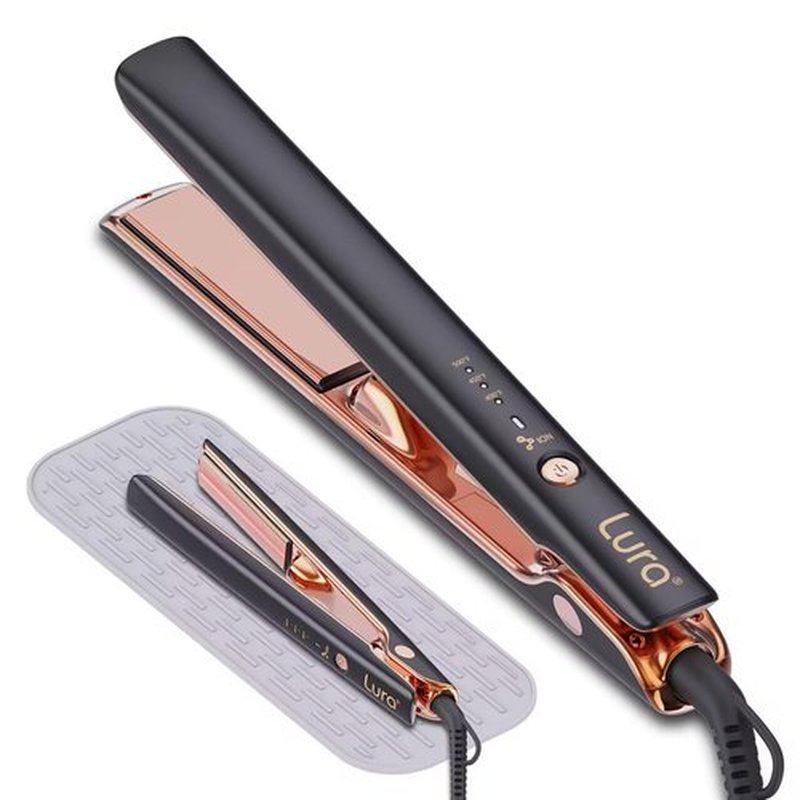 Negative Ion Nano Titanium Flat Irons for Black Women Hair,LURA Dual Voltage Hair Straighteners for Women,1 Inch Professional Hair Straightener and Curler 2 in 1 with 5D Floating Plate
