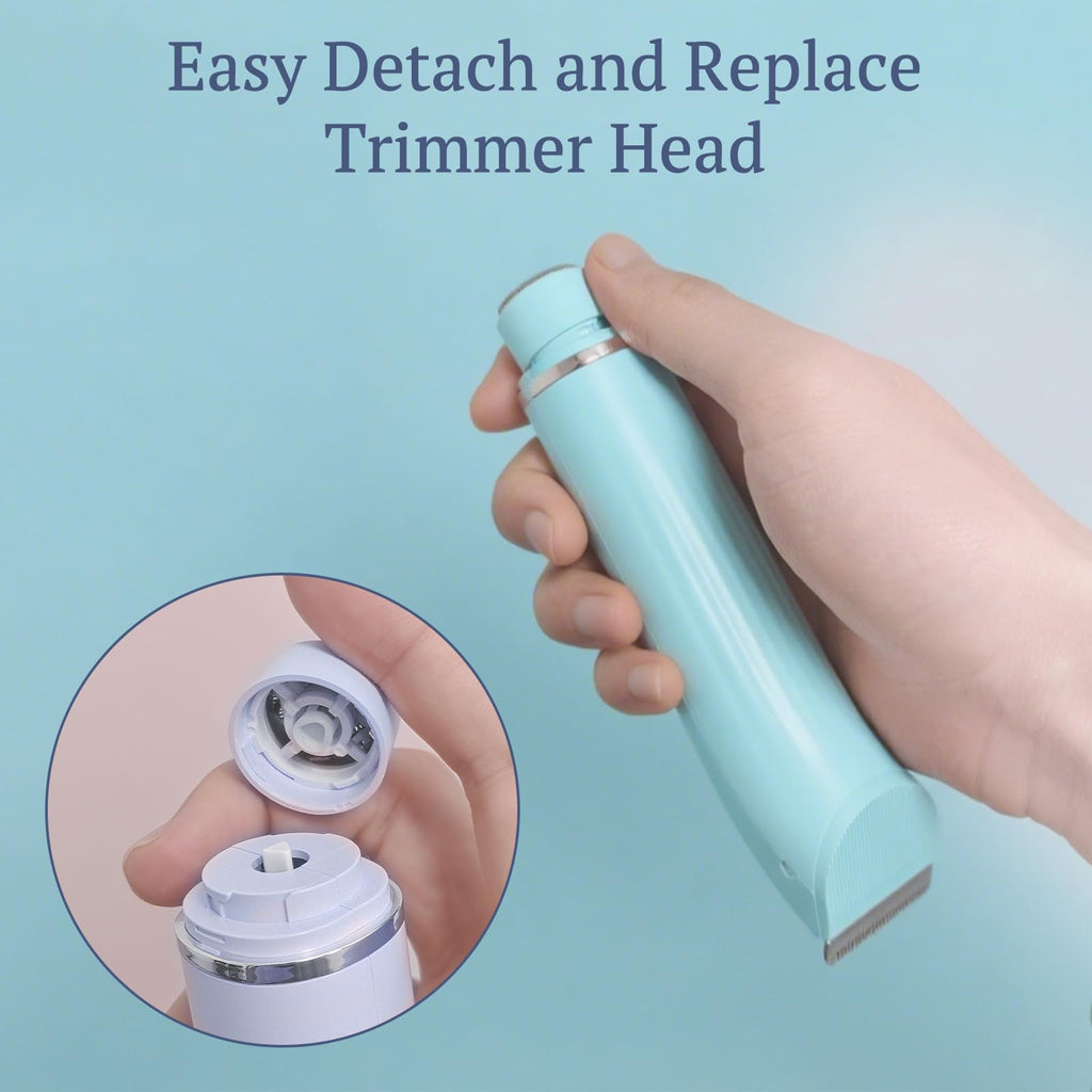 Bikini Trimmer for Women, 4 in 1 Wet/Dry Electric Razors for Women - Dual Head, Painless Rechargeable Portable Womens Razors for Shaving Set for Face, Nose, Eyebrows, Armpits, Bikini Area