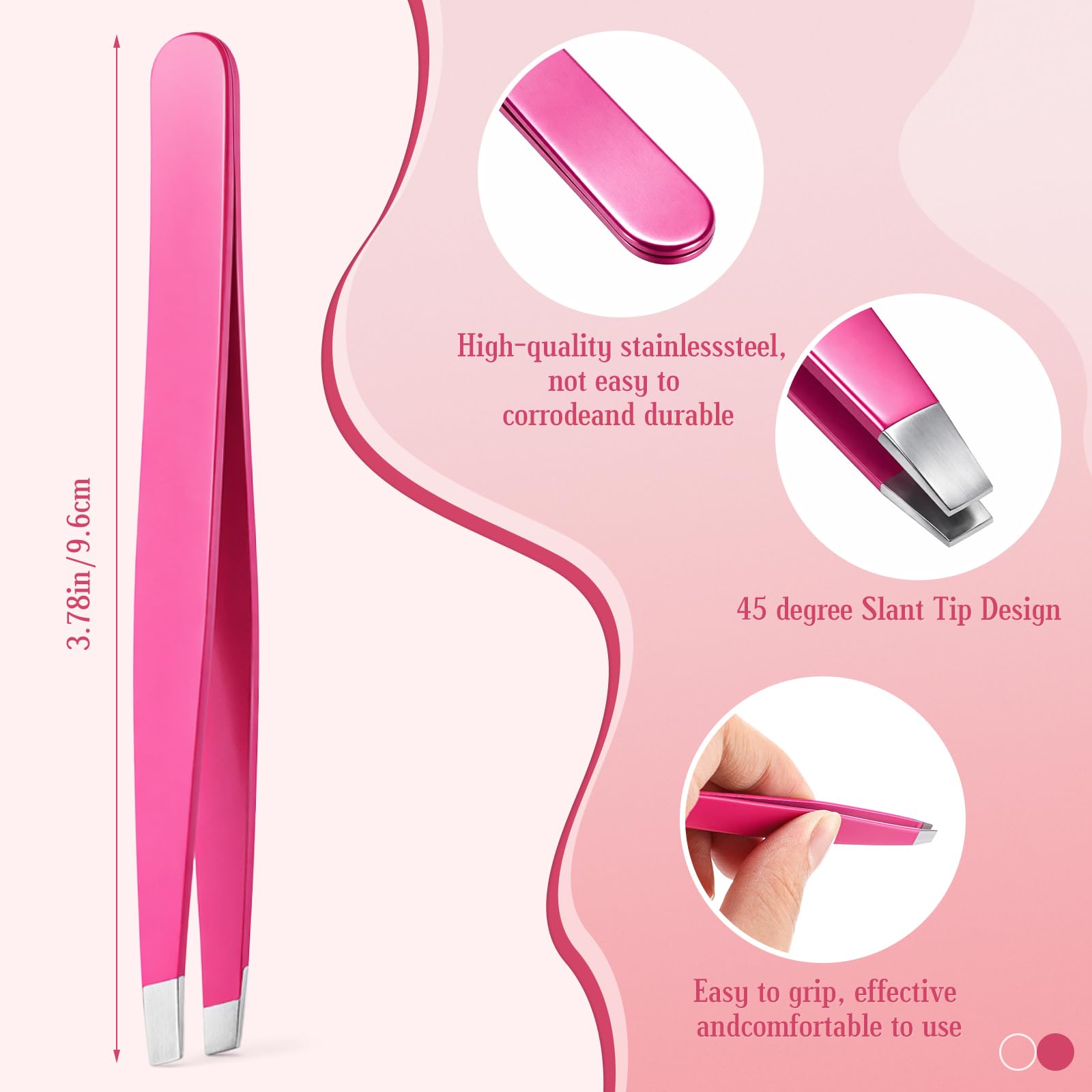 Mudder 24 Pieces Eyebrow Tweezers Bulk Stainless Steel Slanted Tip Precision Tweezers for Facial Hair, Blackhead and Tick Remover, Men and Women Professional(Neon Pink)