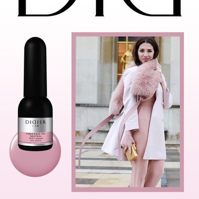 DIDIER LAB Premium Fiber Base Gel Polish Neutral - LED UV Gel Base Coat - Long Lasting Soak Off Gel Nail Base Coat with Vitamins and Minerals - Strengthens Thin Damaged Nails - 0.34 fl oz