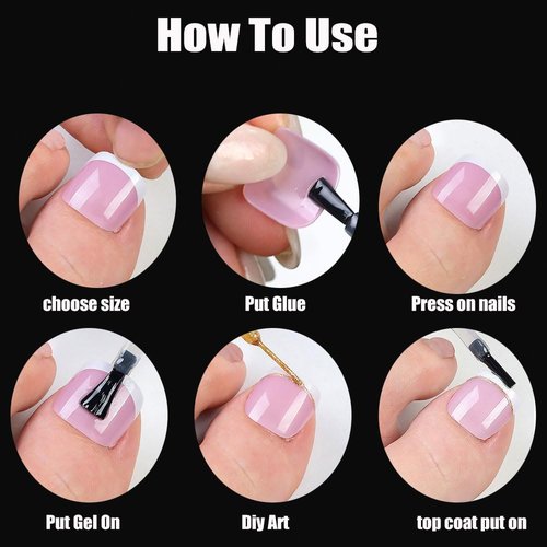 SWRITATSK Press On Toe Nails,French Press On Toenails For Women,Square Toe Nail Press Ons Toe Nails,120Pcs Toe Nail Tips,12 Sizes Ombre Pink Wearable Full Cover Fake Toenails,False Nails Gel Toe Nails