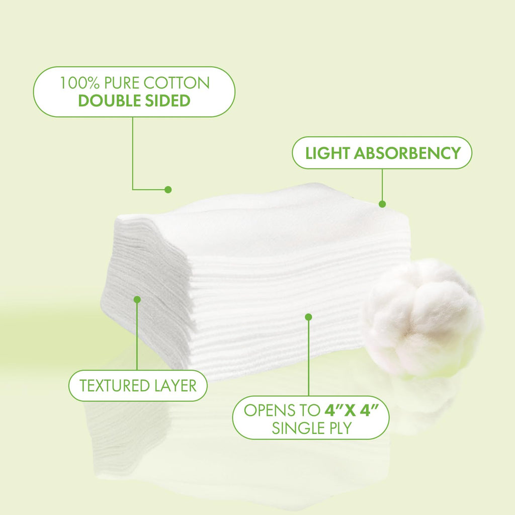 Intrinsics Petite 2x2 Cotton Squares 2 Pack (400 Count) | 4-Ply Cotton Pads for Face & Makeup Removal | Lint-Free Facial Cleansing Pads & Face Pads for Toner | Hypoallergenic and 100% Pure Cotton